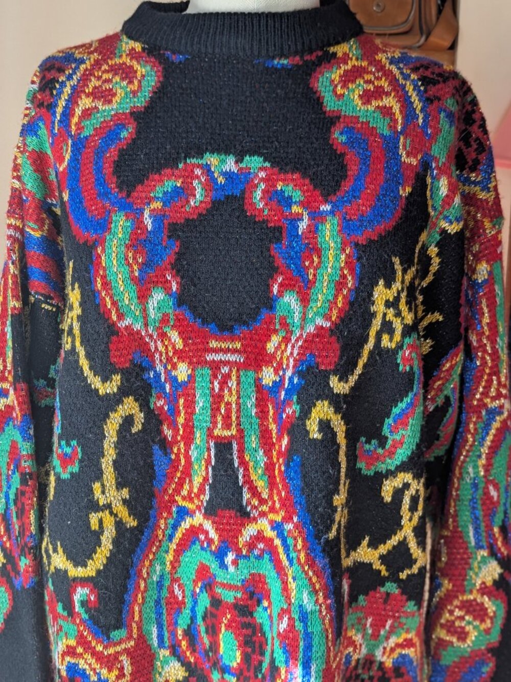 Vintage 90s Creative Force Black/Multi Metallic Graphic Oversized Sweater